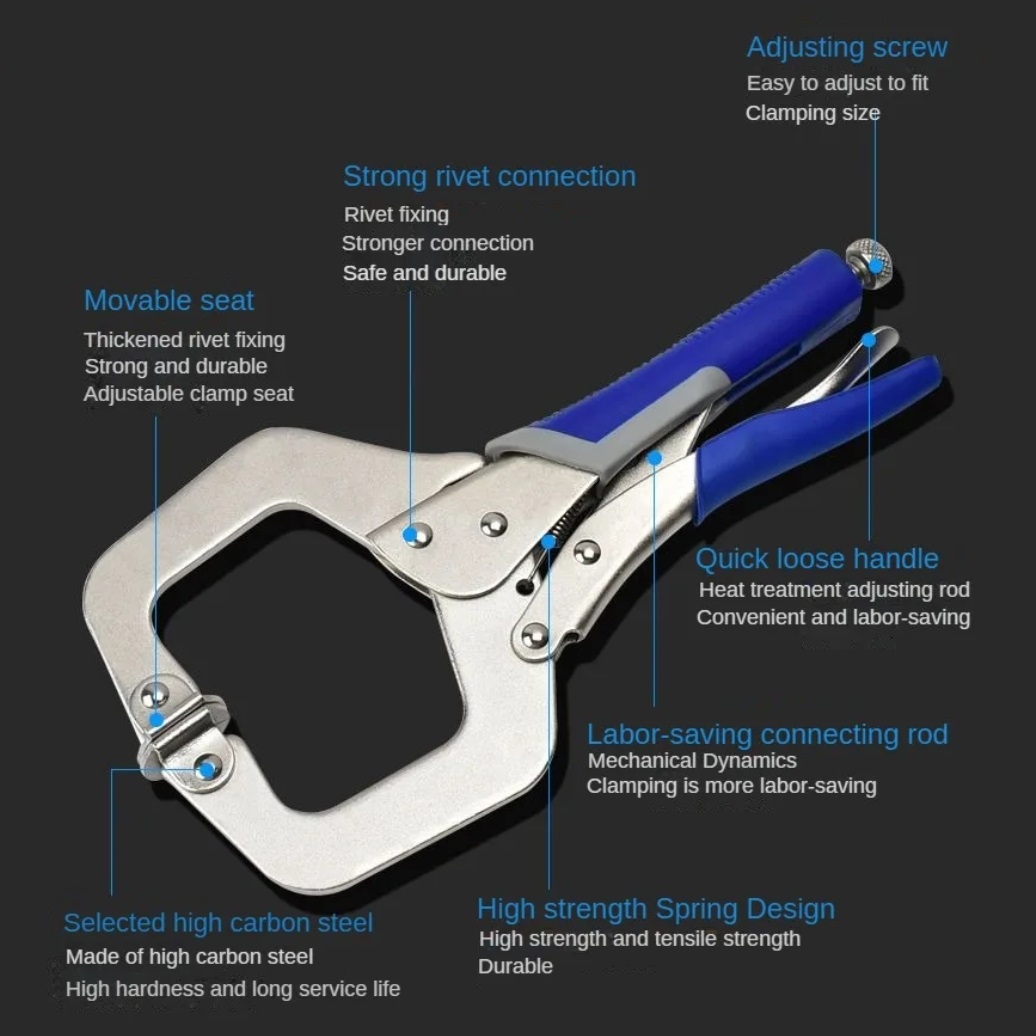 RUR Multi-function Pliers Industrial C-type Pressure Plier Heavy-duty Clamp Tools 6/9/11/14/18 Inch Woodworking Fixed Pliers