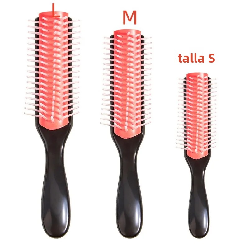 Cepillo de pelo desenredante de 9 filas, cepillo desenredante, masajeador del cuero cabelludo, peine húmedo recto para mujeres y hombres, cepillo de pelo rizado de salón