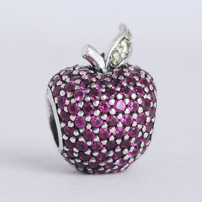 de Printemps 925 en argent sterling apple charmes avec fantaisie rouge & vert clair cz Adapté pour Bracelets Porte-Bonheur