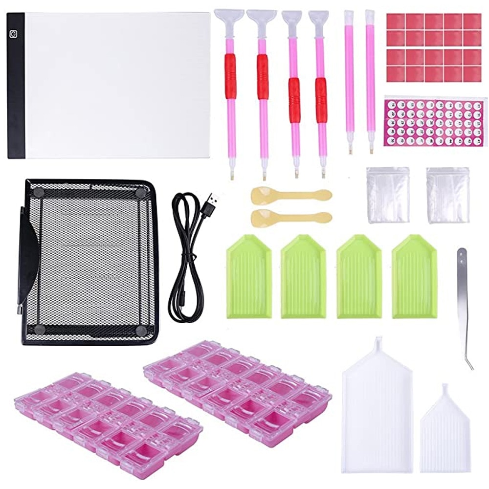 LED Diamond Painting Light Pad 80pcs 5D Diamond Painting Embroidery Accessories Tool Kits A4 Light Board Tracing Drawing Pad