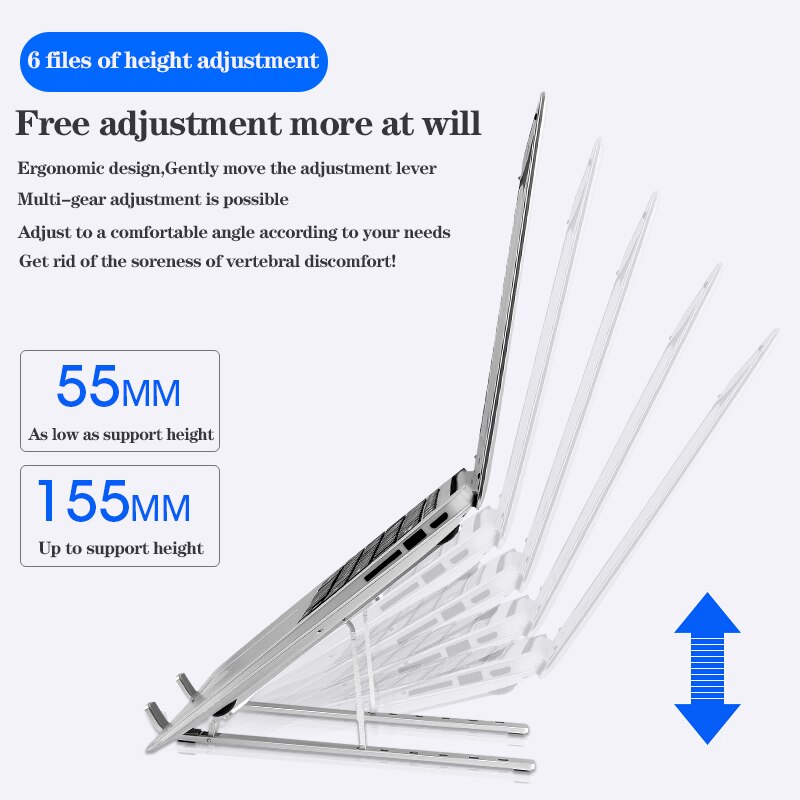 Laptop Stand Hoogte Verstelbare Aluminium Laptop Riser Houder Voor Macbook Air Pro Draagbare Ergonomische Notebook Stand Om 7-17 inch