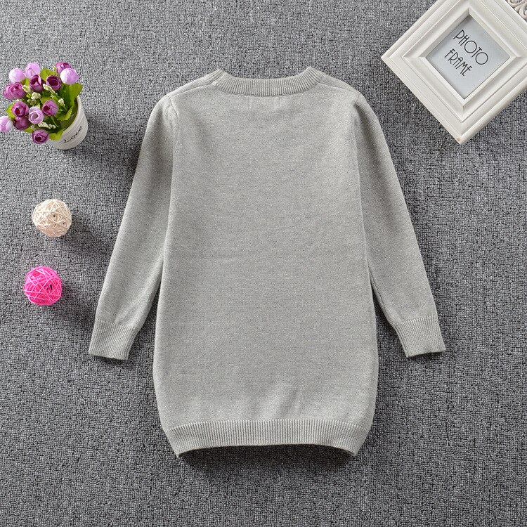 nouvelle fille pull robe imprimé renard fille Pullover décontracté à manches longues col rond tricots pull enfants vêtements