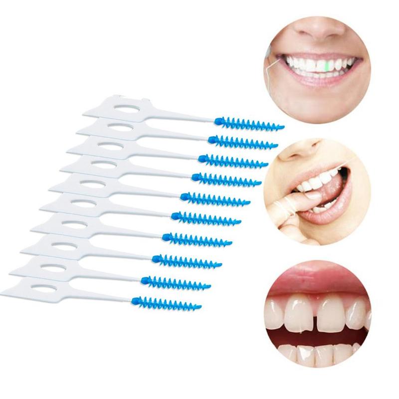 20pcs Dental Floss Interdental Brush Teeth Dental Flosser Toothpick Soft Silicone Floss Pick Oral Hygiene Tooth Care Cleaning