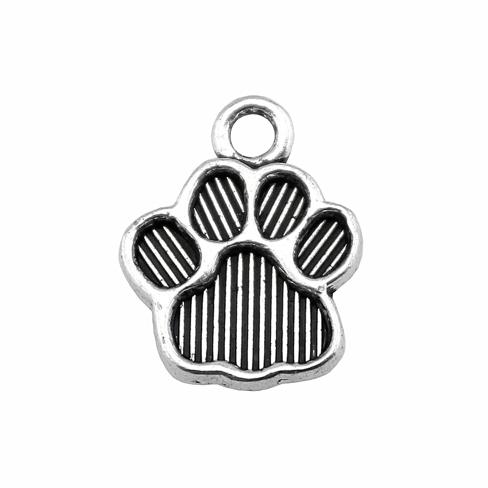 WYSIWYG-Colgante para collar y pulsera, 20 Uds., 15x12mm, 2 colores, con huella de perro