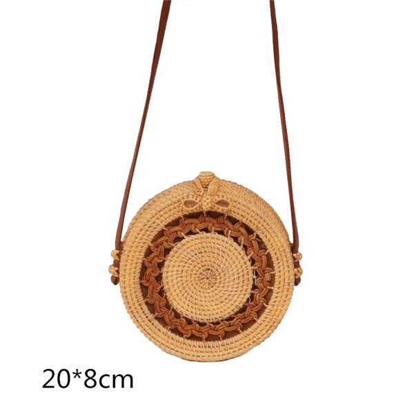 Gusure Vintage Handmade Crossbody Women Bag Round Beach Circle Rattan Bag Small Shoulder Bags Bohemian Handbags Travel Styles: style-15