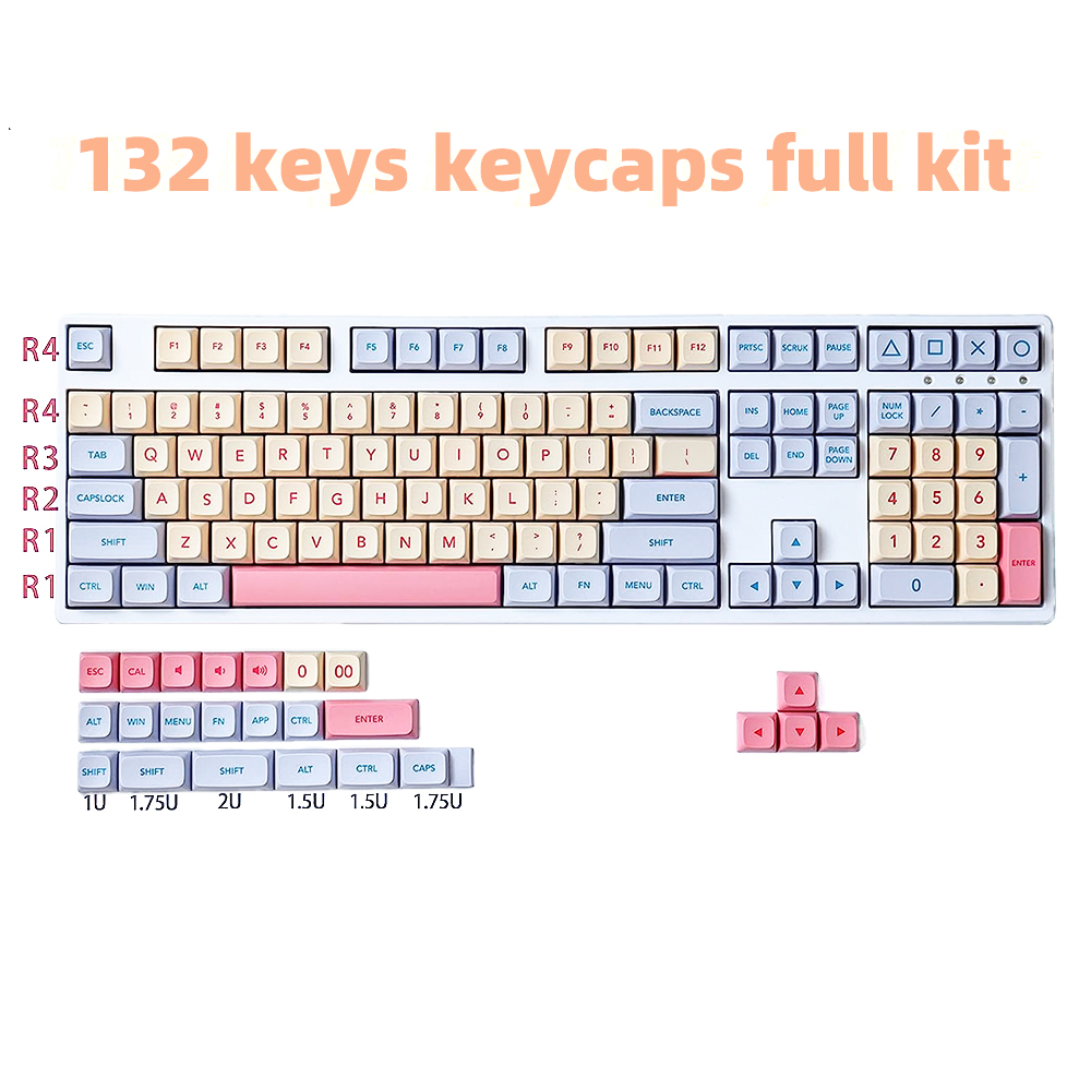 Marshmallow 132 klawisze nasadki na klawisze PBT barwnik sublimacyjny profil XDA dla przełącznika MX Fit 61/64/68/87/96/104/108 klawisze klawiatury XDA