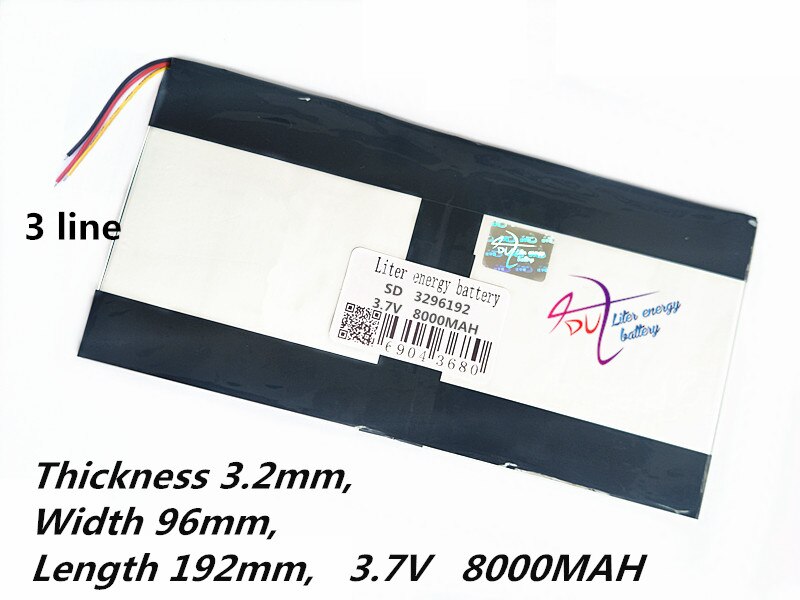 Batería de 3296192 v y 3,7 mAh para tableta Teclast X98 air, 3G, P98, 3G, v99i, 3 cables, perfecta, alternativa de gran capacidad, 8000