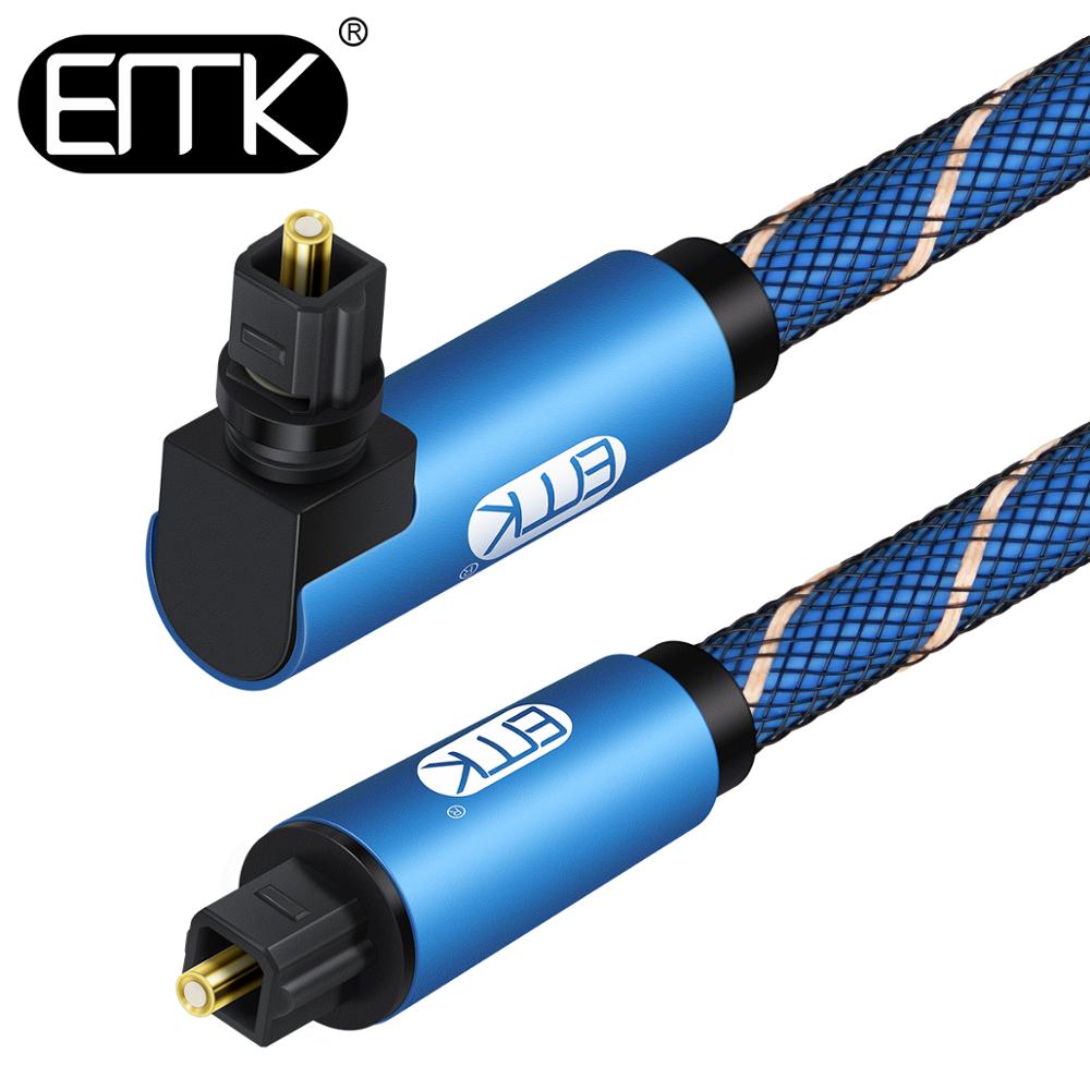 EMK 5.1 Audio Digitale Ottico Cavo di 90 Gradi Ad Angolo Retto Toslink SPDIF Cavo 1m 2m 3m per altoparlante Soundbar DVD TV