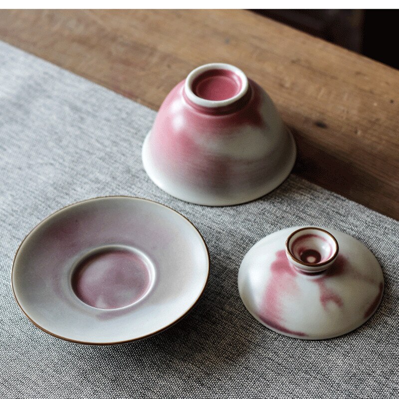 Retro Coarse Pottery Kiln Gaiwan Hand Made Ceramic Tea Bowl Tureen Drinkware Decorations Home Decor Tea Ceremony