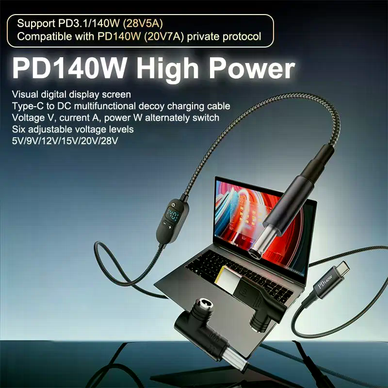 USB C Naar DC Power Boost Kabel Verstelbare Spanning Adapter Connector Cord Voor Laptop Router PD140W/5 V/9 V/12 V/15 V/20 V/28 V