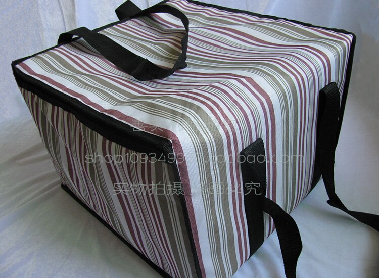 14 Inch Extra Grote Oxford Geïsoleerde Picknick Koeltassen Cake Lunch Picknick Box Streep Geïsoleerde Cool Handtas Ice Pack Thermo SMLG32