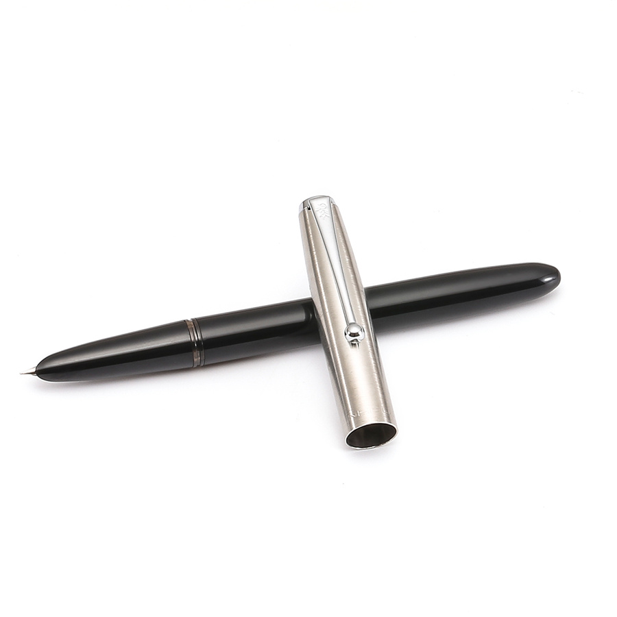 Jinhao Vision Fountain Pen, Steel Metal Cap, Nice Color Transparent Barrel, Fine Nib Office Finance School Student writing A6994: Black