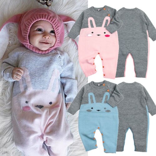 Cute Kids Baby Meisjes Jongens schattige Konijn Romper Trui Jumpsuit Trui Outfits