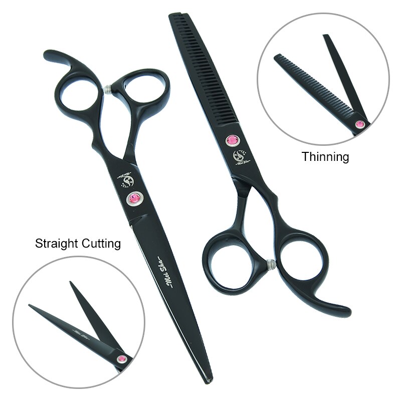 7" Japan 440C Dog Shears Pet Grooming Scissors Straight Curved Cutting Thinning Tijeras Animal Hair Trimmers B0032A