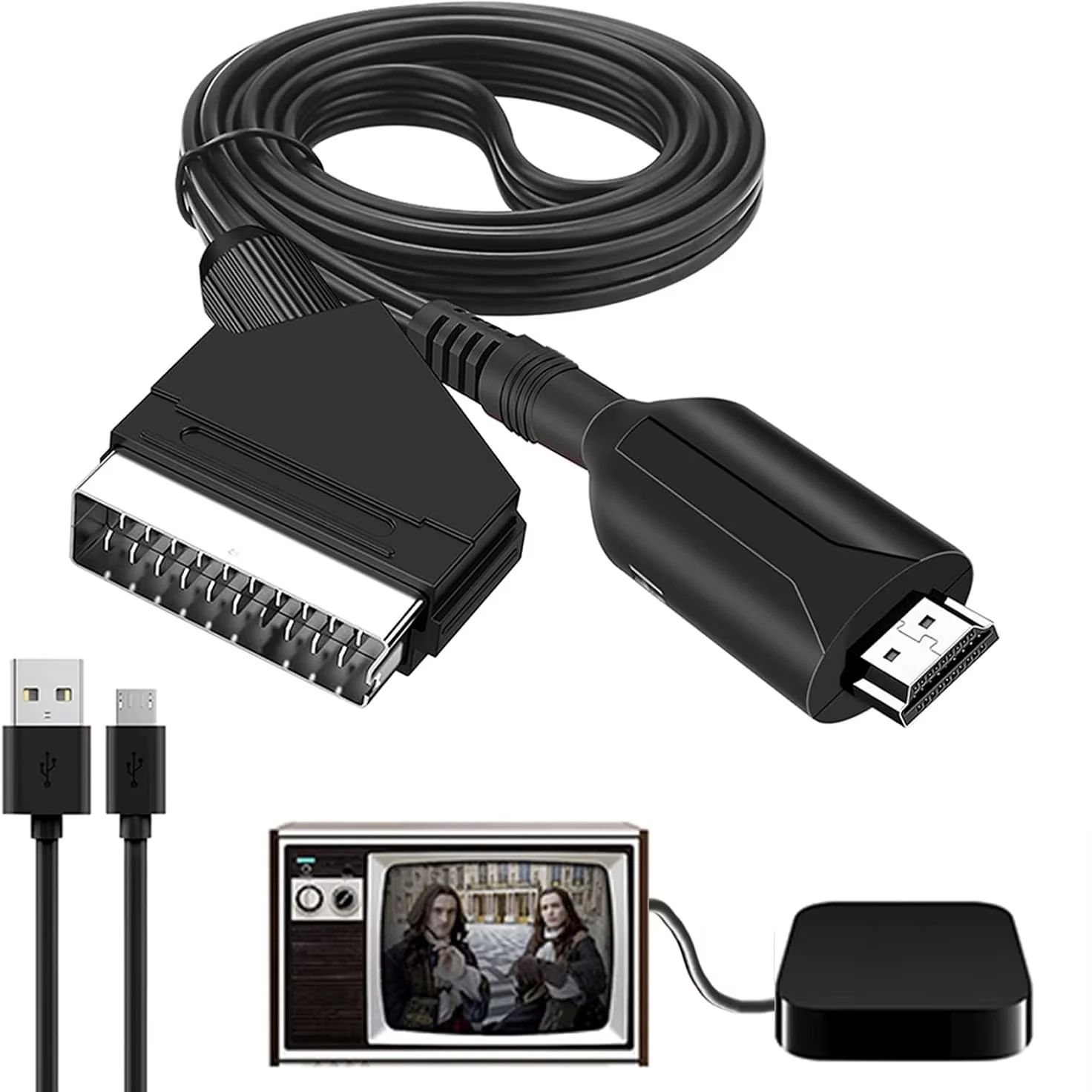 SCART zu HDMI Konverter Kabel Video Audio Konverter Adapter Scart in HDMI Out Suport 720P/1080P Schalter für HDTV DVD