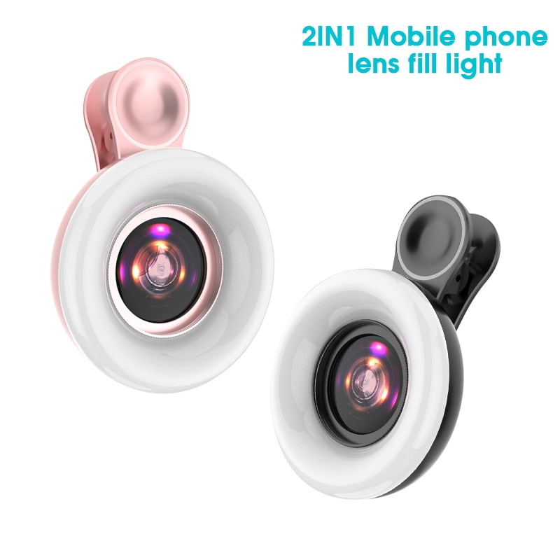 Neue handy füllen licht 15X makro objektiv Tragbare Selfie LED Ring Flash Licht Telefon Selfie Lampe Universal Ring Clip licht