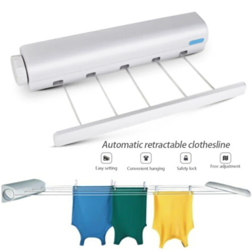 Frühling Automatische Versenkbare Wäsche Aufhänger Wand Montiert Kleidung Linie Kleidung Trocknen Rack Wäscheleine Wäsche Seil