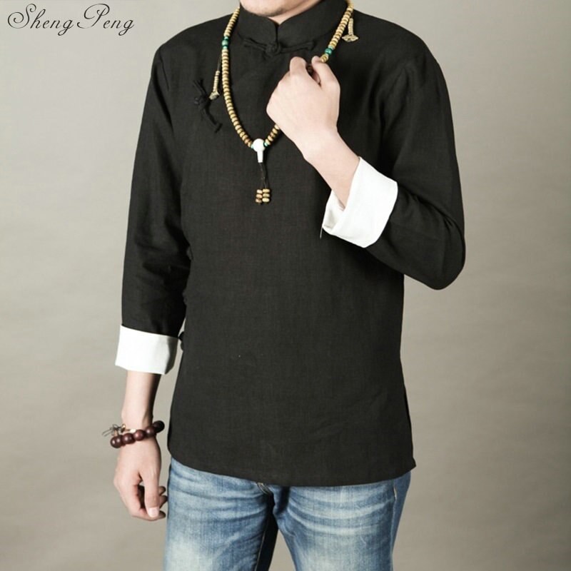 Traditional chinese clothing male clothes chinese traditional men clothing chinese style clothing qipao top oriental top Q026: 1 / XXL