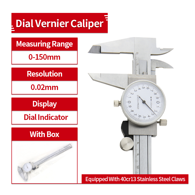 Digital Calipers Metal case 6-Inch 150mm Stainless Steel Electronic Digital Vernier Caliper Metal Micrometer Measuring: Dial Caliper
