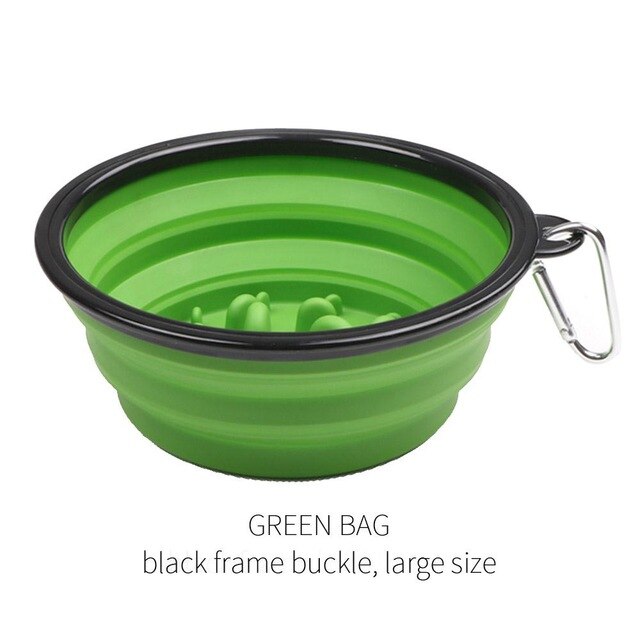 Pesant bol pour animaux de compagnie 6 couleur chien soins de santé Portable étanche pliable numérique bol pour animaux de compagnie sain animal de compagnie lent bol de nourriture 2 taille: Green / red small