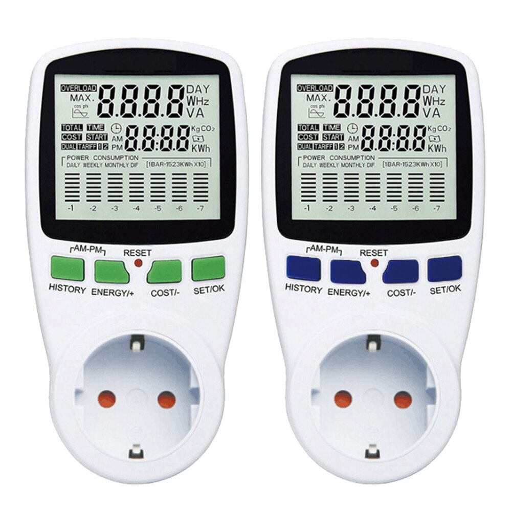 Plastic Power Metering Socket Digital LCD Energy Power Wattmeter Electricity Power Meter Measuring Outlet Analyzer