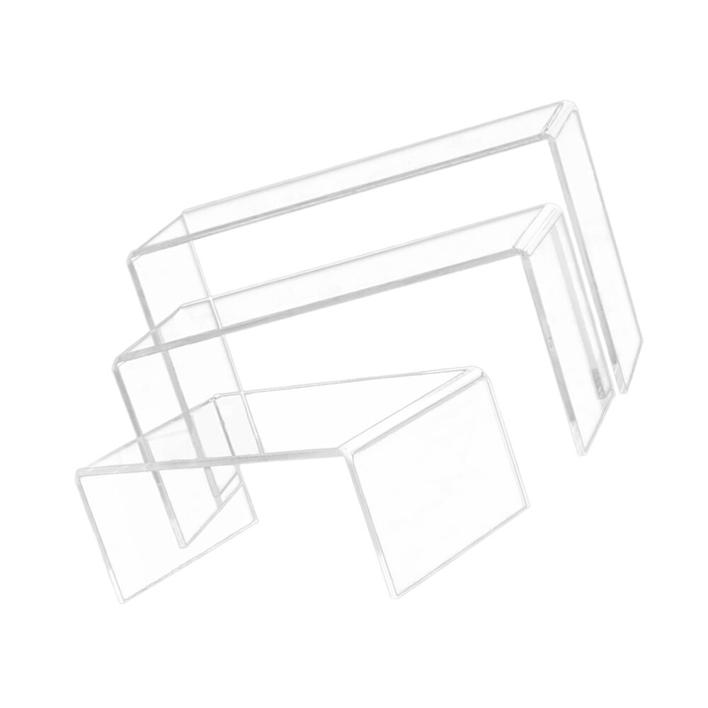 3 Pcs U Shaped Acrylic Storage Rack Clear Shelf Display Stand Desktop Organizer Holder for Model Bag Shoes - Size L