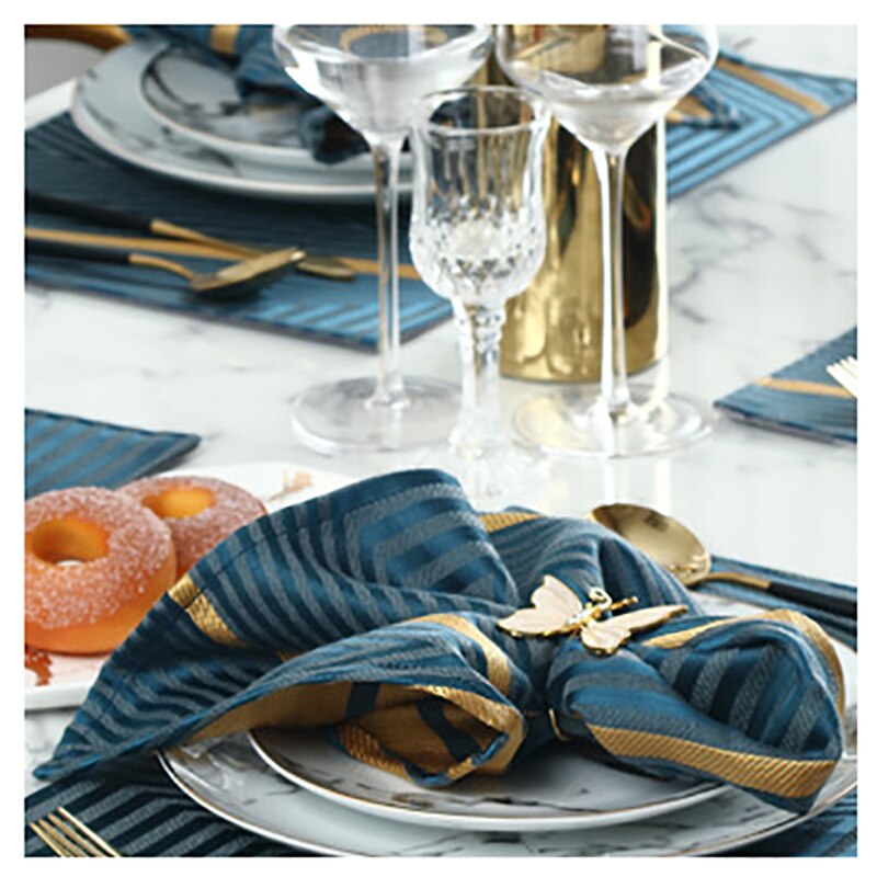 1 stuk eenvoudige gestreepte tafellaken servetten hotel bruiloft servetten placemat warmte-isolerende tafeldecoratie matten