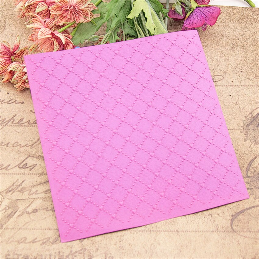 15x15cm grid heart Embossing folders Plastic bump Scrapbooking DIY Template Fondant indentation Cake Photo Album Card Make