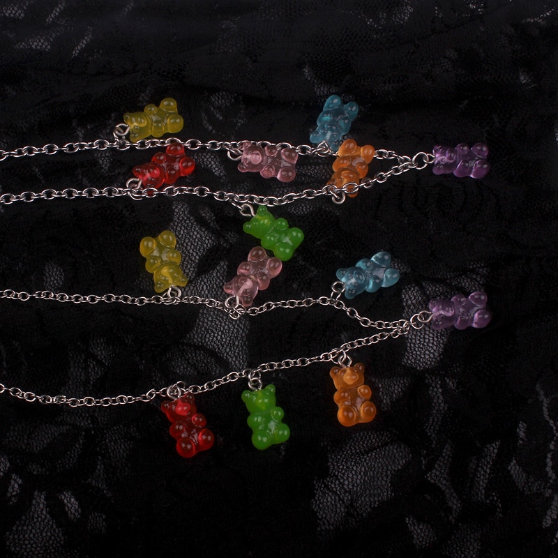 Pendentif ours mignon pour femmes, colliers pour filles, Hip Hop, style tendance, collier Animal, couleur bonbon