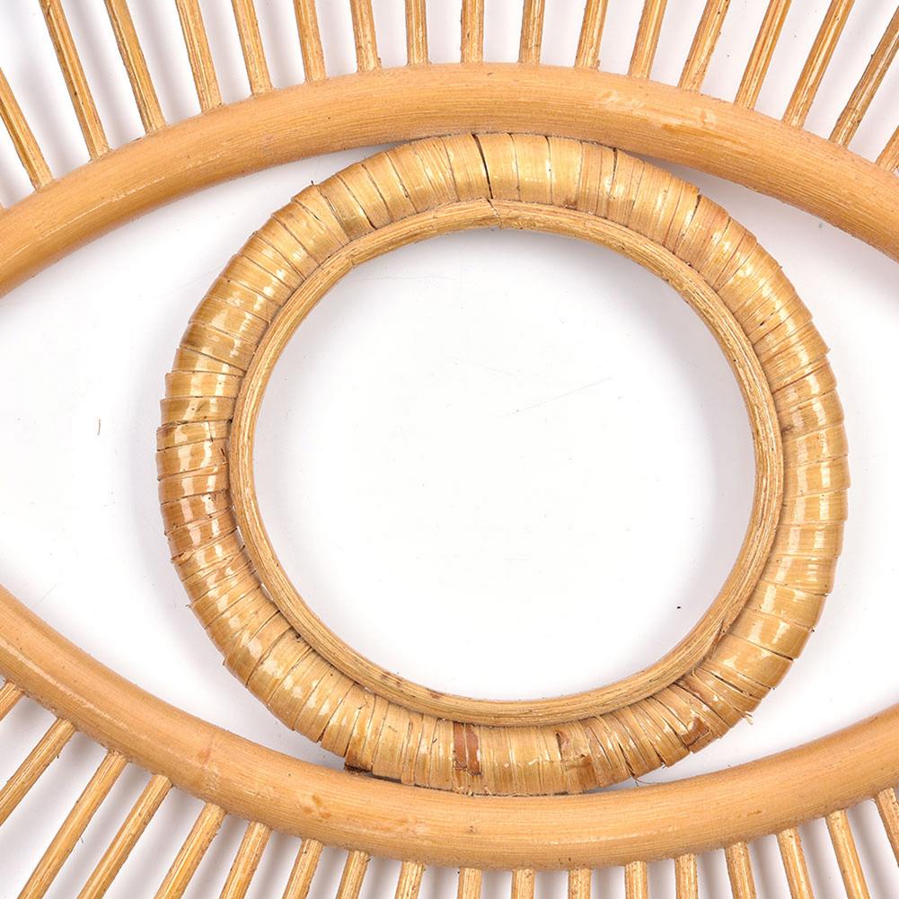 Eye Shape Decor Mirror Frame Rattan Art Decor Makeup Mirror Dressing Bathroom Wall Hanging Mirror Frame Crafts