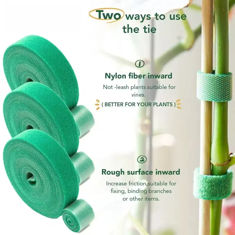 12m Garten Pflanzens tütze Krawatte 10mm selbst klebende Klebeband Clip Nylon Pflanzen Halfter Gurte wieder verwendbare Hof Bambus Rohr Pflege Befestigungs werkzeuge