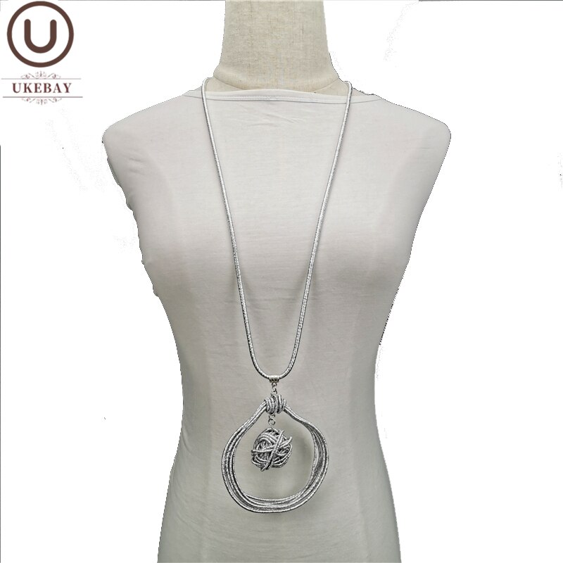 Collares colgantes UKEBAY de aleación nueva hechos a mano, cadenas largas para mujer, joyería corporal, cadena de para suéter, accesorios de lujo para collar