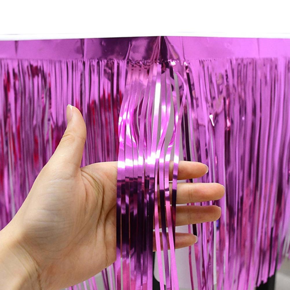 2m Birthday Party Backdrop Curtain Metallic Foil Fringe Shimmer Backdrop For Wedding Anniversary Baby Shower Photo Zone Bac H9z0