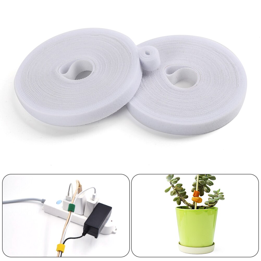 1.5*500Cm Nylon Kabelbinder Plant Bandage Ultra-Dunne Plakken Kabel Glasvezel Haren Roll Klittenband Kabel tie Tuin Thuis Gereedschap: White