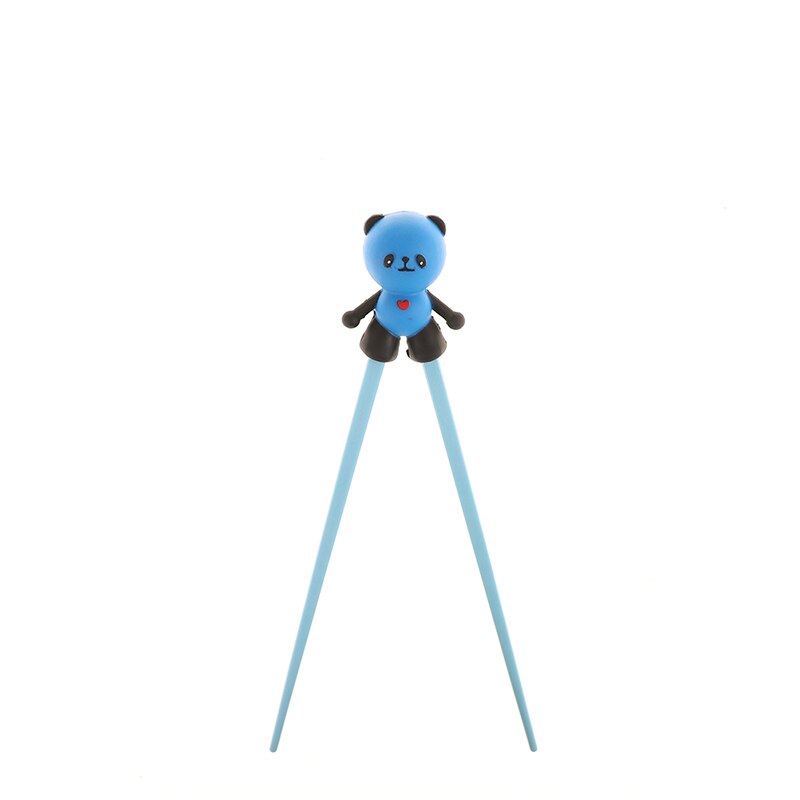 1 Pair Children Baby Learning Training Chopstick Silicone Cartoon Panda Helper Chopsticks Beginner Easy Use palillos chinos: Durk blue