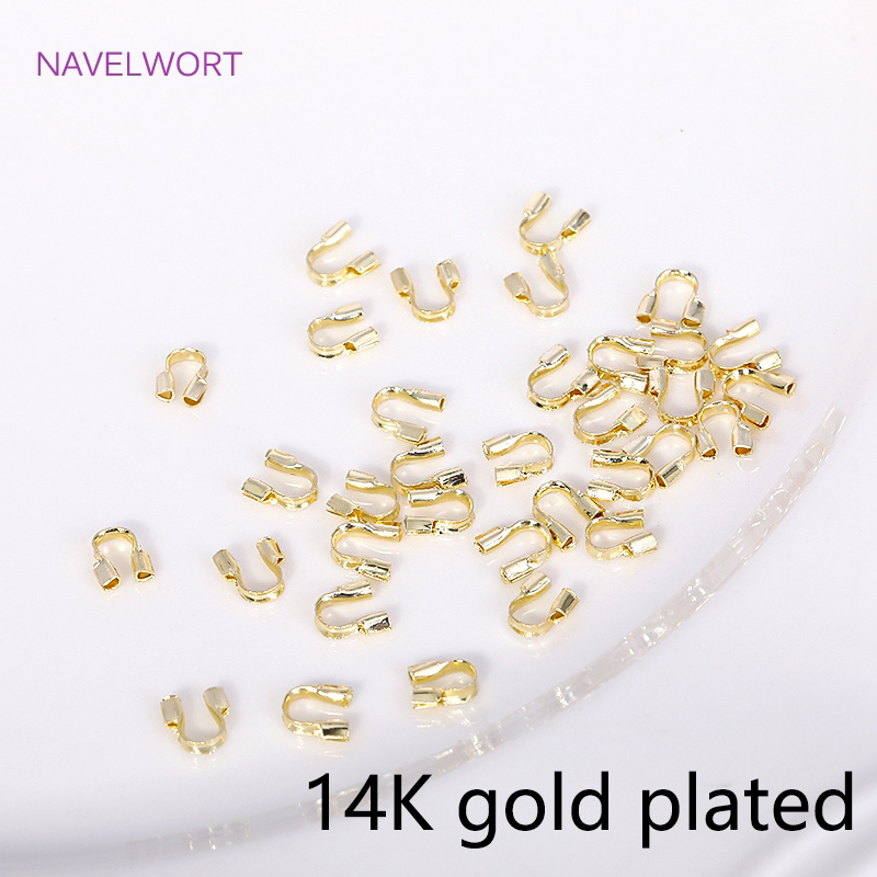 Protetor de cabo de guarda de fio banhado a ouro 14k/18k, conector de fecho de gancho em forma de u de latão faça você mesmo acessórios de fabricação de joias atacado: M / Branco