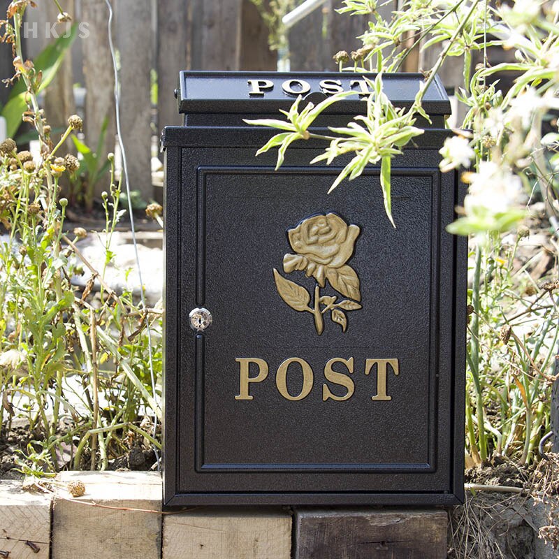 Retro amerikansk pastoral vægmonteret postkasse stor brevkasse udendørs aflåselig sikker postpost støbt aluminium postkasse postkasse