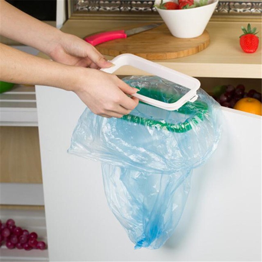Soporte de gancho trasero para puerta de armario de cocina, colgadores de basura, colgadores de bolsos, estante de almacenamiento