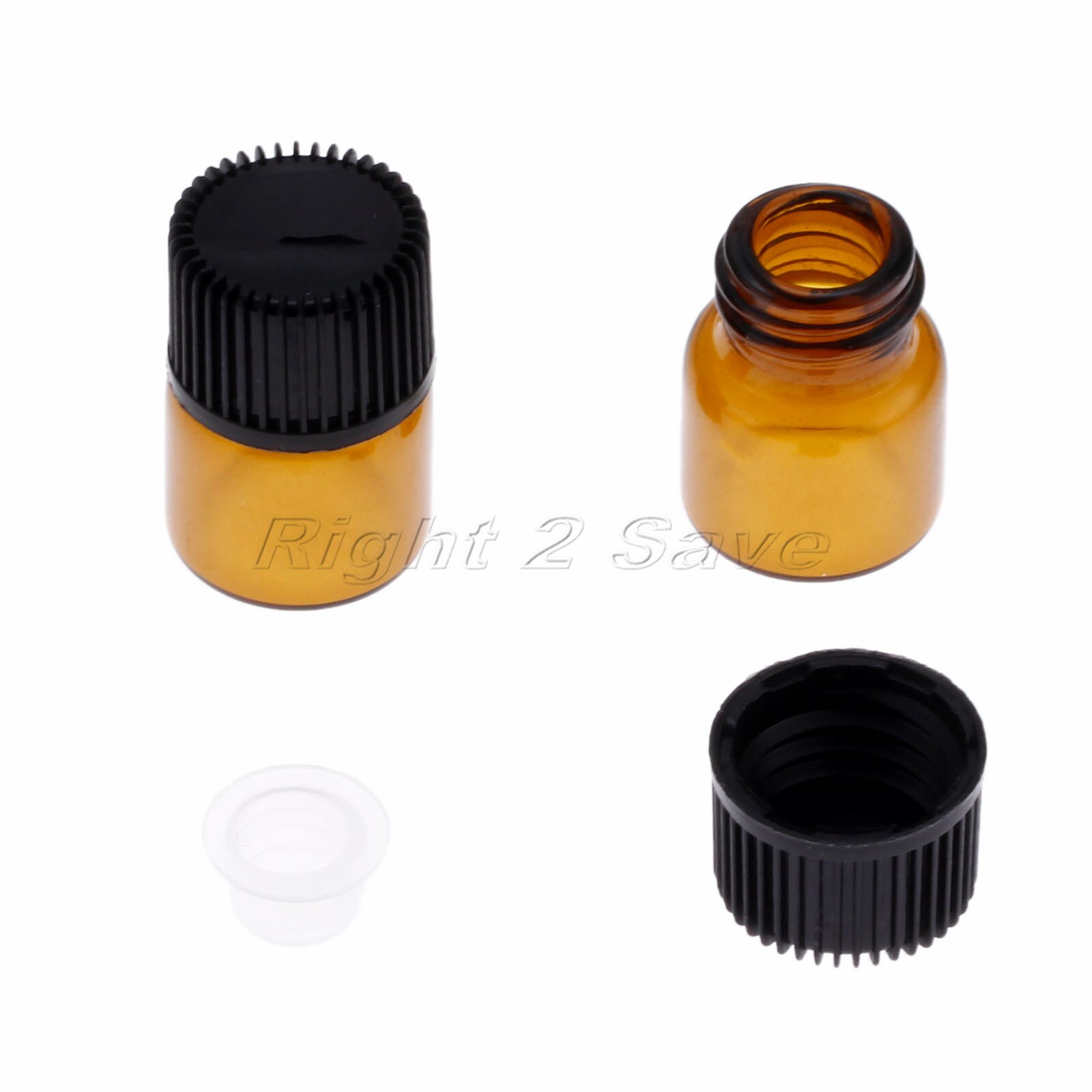 10pcs Essential Oil Glass bottles 1ml 2ml 3ml 4ml 5ml vegetable oil Essence Storing Aromatherapy black Cap Perfume Amber Vial: 1ml