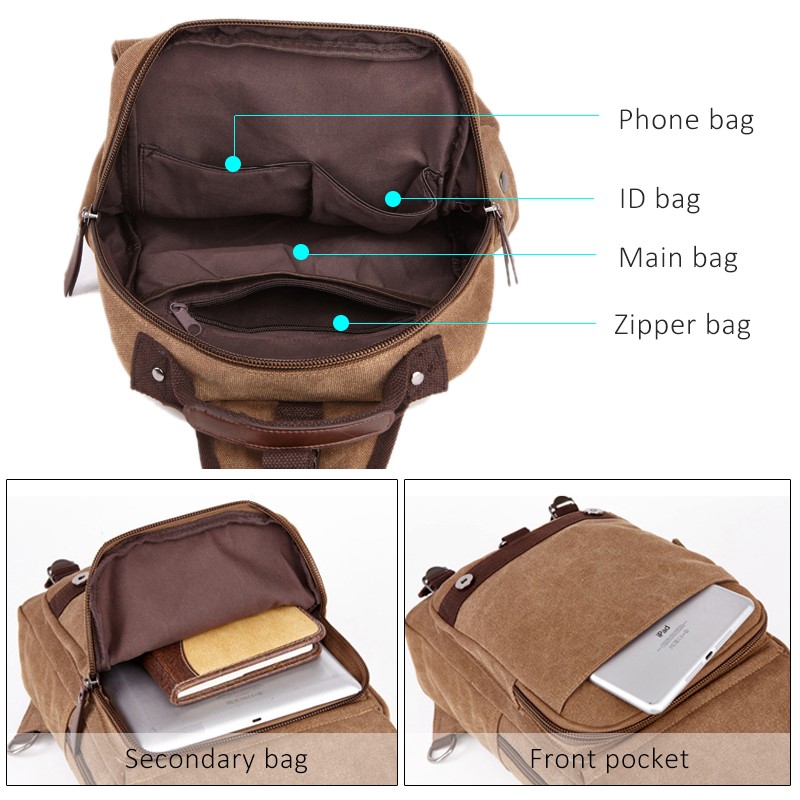 Canvas Schoudertas En Rugzak Mannen Reizen Terug Pack Multifunctionele Slings Tassen Voor Vrouwen Ipad Rugzak Tassen Dames Dagrugzak