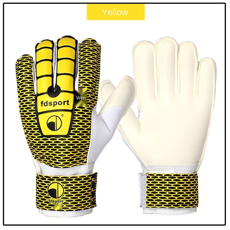 Guantes de látex para portero de fútbol , guantes de entrenamiento, protectores de fútbol para niños: Yellow / size 9