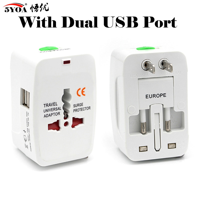 Electric Socket Universal Worldwide Travel Wall Charger AC Power AU UK US EU Plug Adapter Adaptor Option 2 USB Charging Port