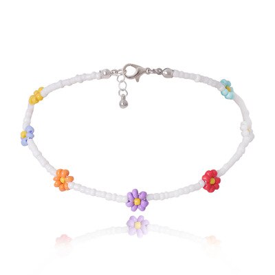 AOMU Bohemian Charm Summer Sweet Girl Colorful Flower Small Daisy Beaded Bracelet for Women Female Party Jewerly: 19 necklace