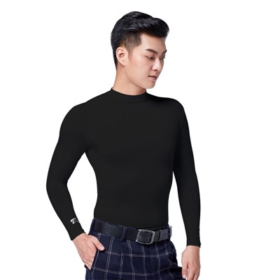 Herre golfskjorter sol uv beskyttelse is tshirts herre langærmet undertøj mandlige udendørs åndbare strømpebukser skjorte undertøj  d0667: Sort / M