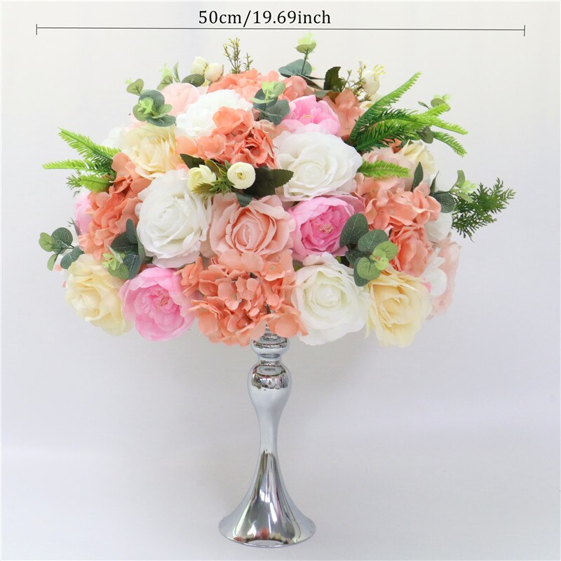 35/40/50cm Artificial flower table centerpiece party wedding backdrop decor road lead flower ball rose hydrangea rose peony leaf: 50 cm flower ball