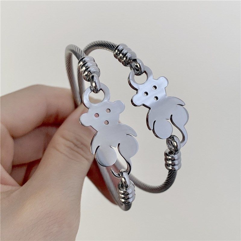 Nette Hohl Bär Armbinde für Frauen Hüfte-hüpfen Doppel Perle Kette Edelstahl Bär Armbinde Party Schmuck neue