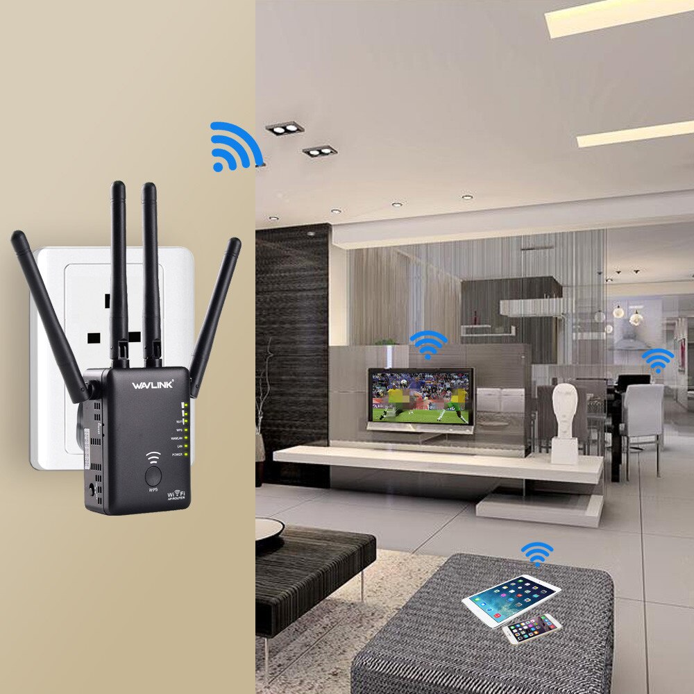 Wavlink AC1200 WIFI Repeater Range Extender Mini Wireless Router Wifi Booster Signal Amplifier Dual-Band 4 External Antennas