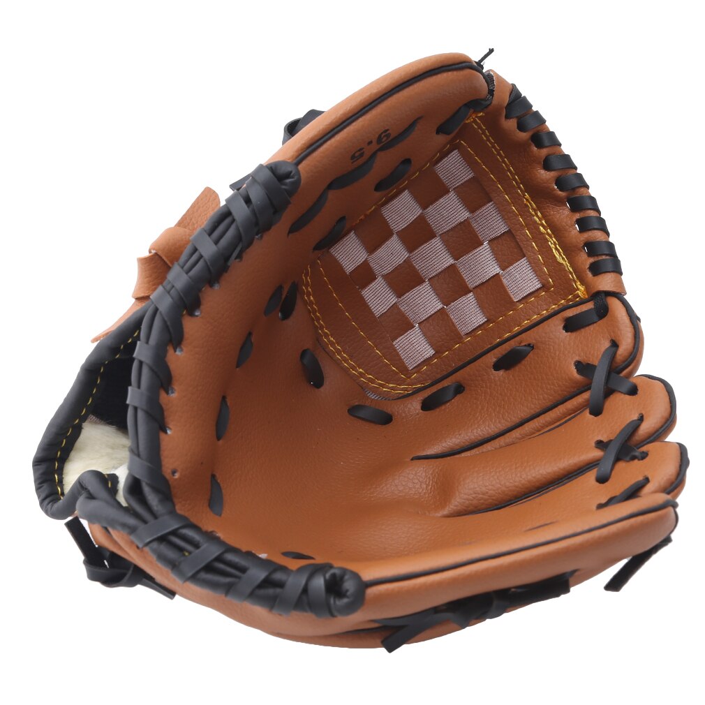 Outdoor Sports Baseball Glove Softball Practice Equipment Size 9.5/10.5/11.5/12.5 Left Hand for Adult Man Woman Training 438306: Brown (9.5)