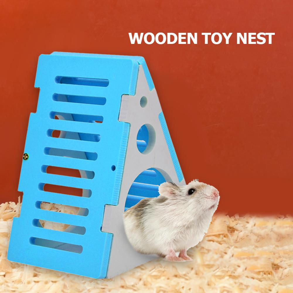 Sød træ hamster trappe hus udsigtsdæk stige små kæledyr rotte mus hytte rede kæledyr sove seng bjælkehytte dyrelegetøj