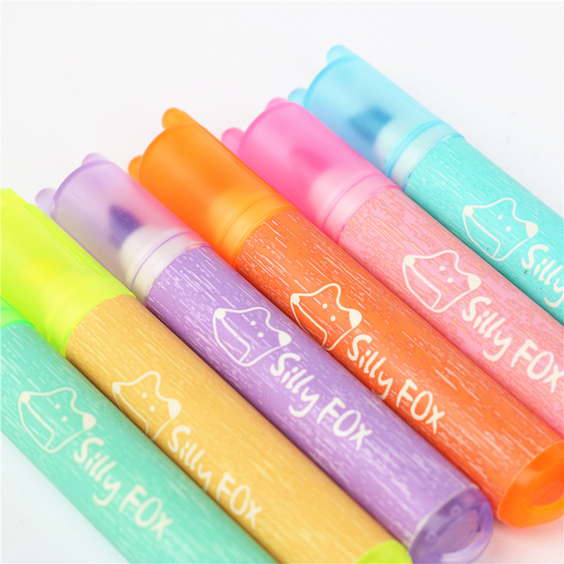 Søt 6 farge highlighter tusj fargerik fluorescerende penn god og holdbarhet skole og kontor nøkkel seksjon tusj